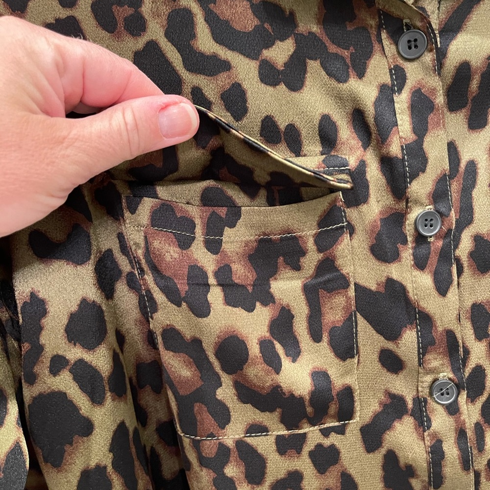 Karlie Olive Leopard Print Button Up Blouse - image 4